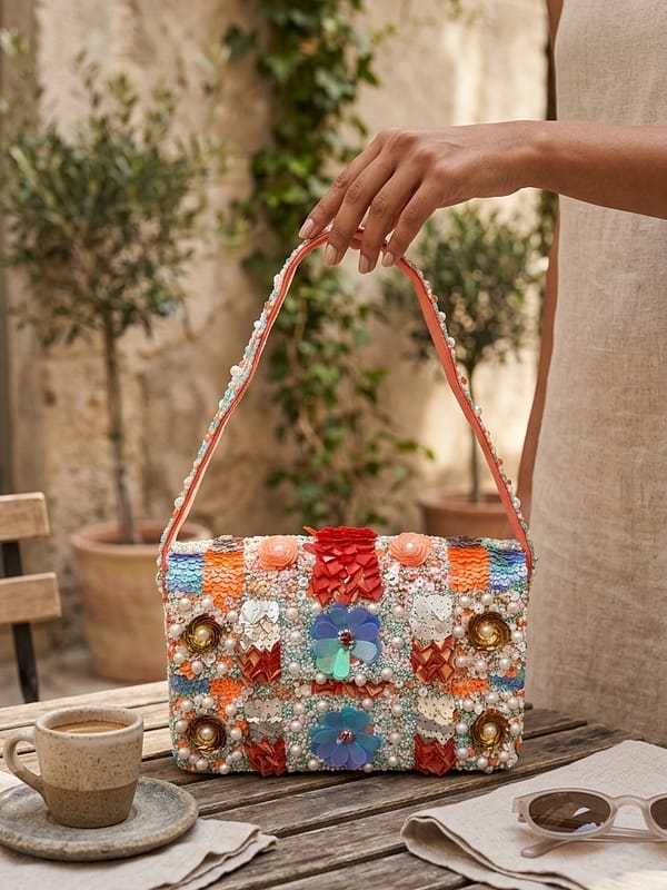 Bloom Sequin Beaded Shoulder Bag