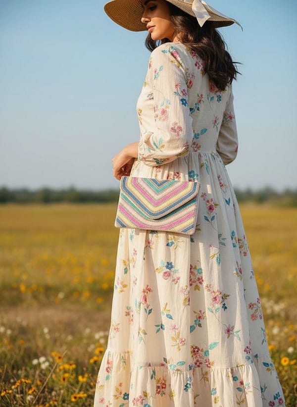 fea36606-10aa-412e-8a96-bd1778d40f0f Meadow Stripe Handcrafted Pastel Beaded Clutch