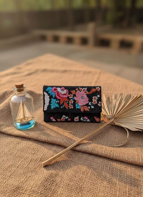 U Floral Embroidered Clutch Bag