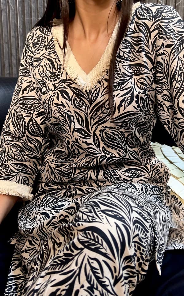 Monochrome Leaf Print Co-ord Set
